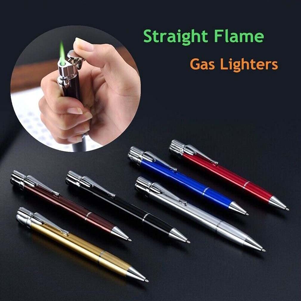 Creative Metal Signature Pen Lighter Windproof Gas Inflatable Jet Lighter Mini Portable Business Birthday Gift Men - Here2Save