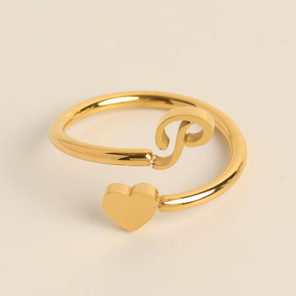 Anillo de cola de amor tridimensional con letras 26