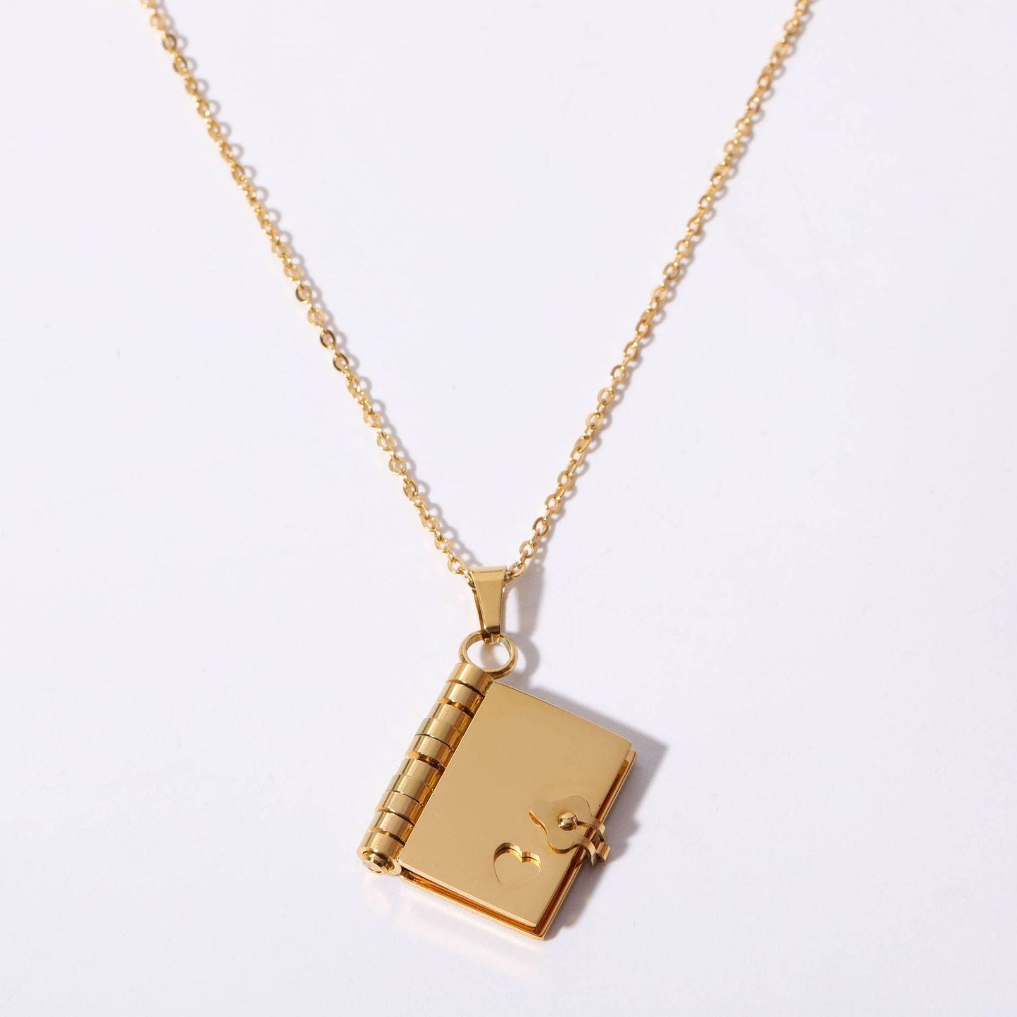 Stainless Steel Couple Love Open And Close Book Necklace - Here2Save