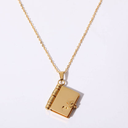 Stainless Steel Couple Love Open And Close Book Necklace - Here2Save