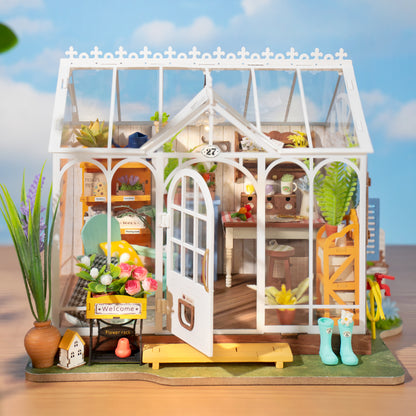 Casa en miniatura de flores Rolife Mengyu, juguetes de construcción DIY con luz LED para regalos