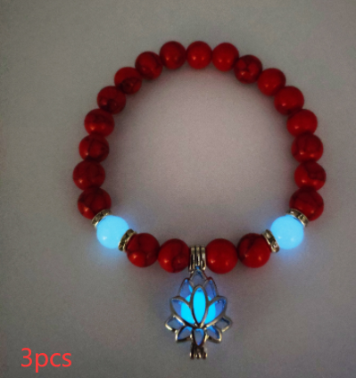 Energy Luminous Lotus Natural Stone Bracelet Yoga Healing Luminous Glow In The Dark Charm Beads Bracelet For Men Women Prayer Buddhism - Here2Save