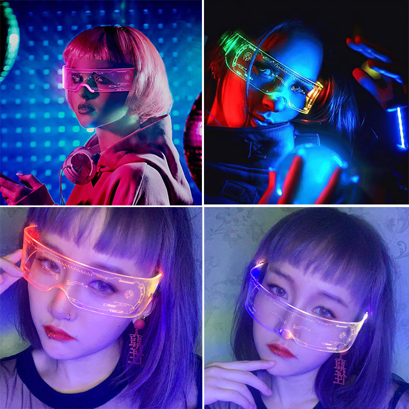 LED Luminous Glasses Party Bar Disco Punk Glasses Futuristic Style Festival Goggles Decoration Gifts - Here2Save