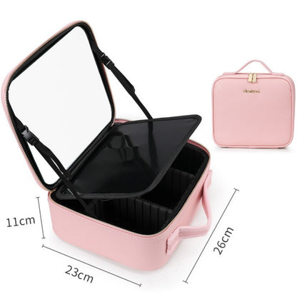 Smart LED Cosmetic Case With Mirror Cosmetic Bag Large Capacity Fashion Portable Storage Bag Travel Makeup Bags - Here2Save