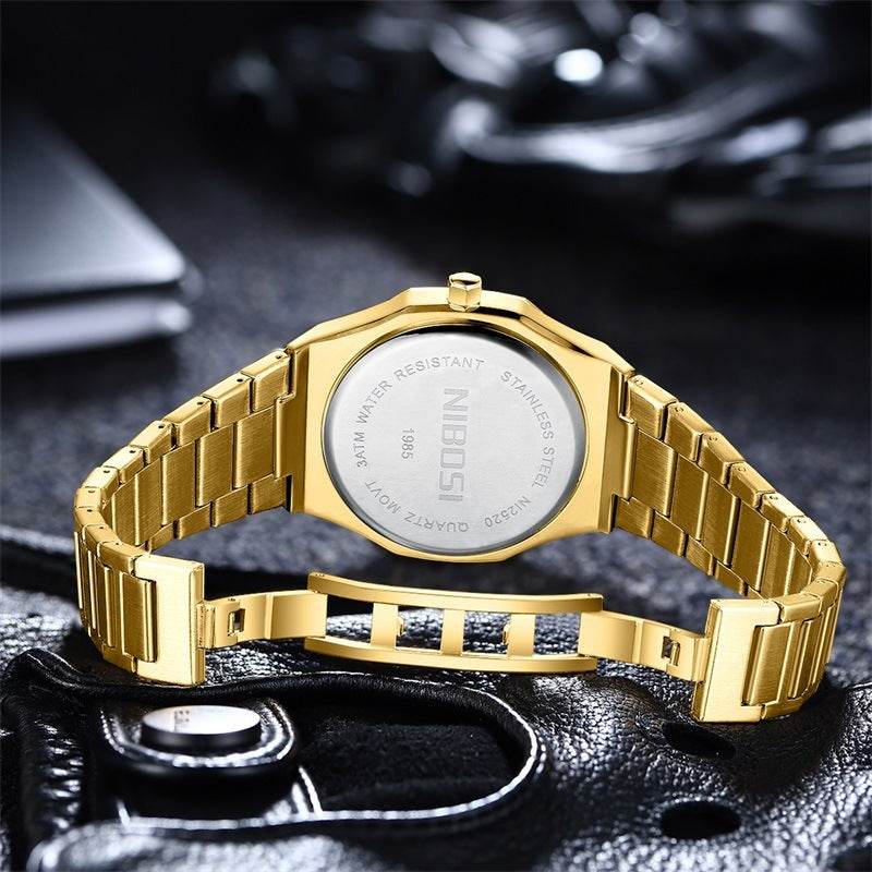 Diamond Gold Men's Watch Student Quartz - Here2Save