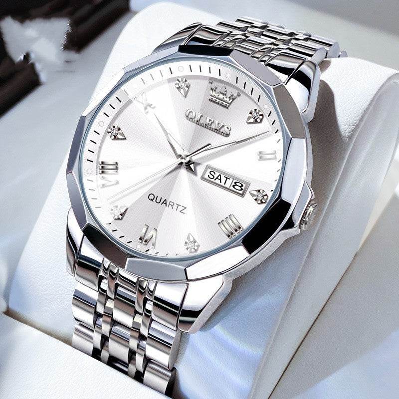 Roman Scale Double Calendar Quartz Watch Waterproof - Here2Save