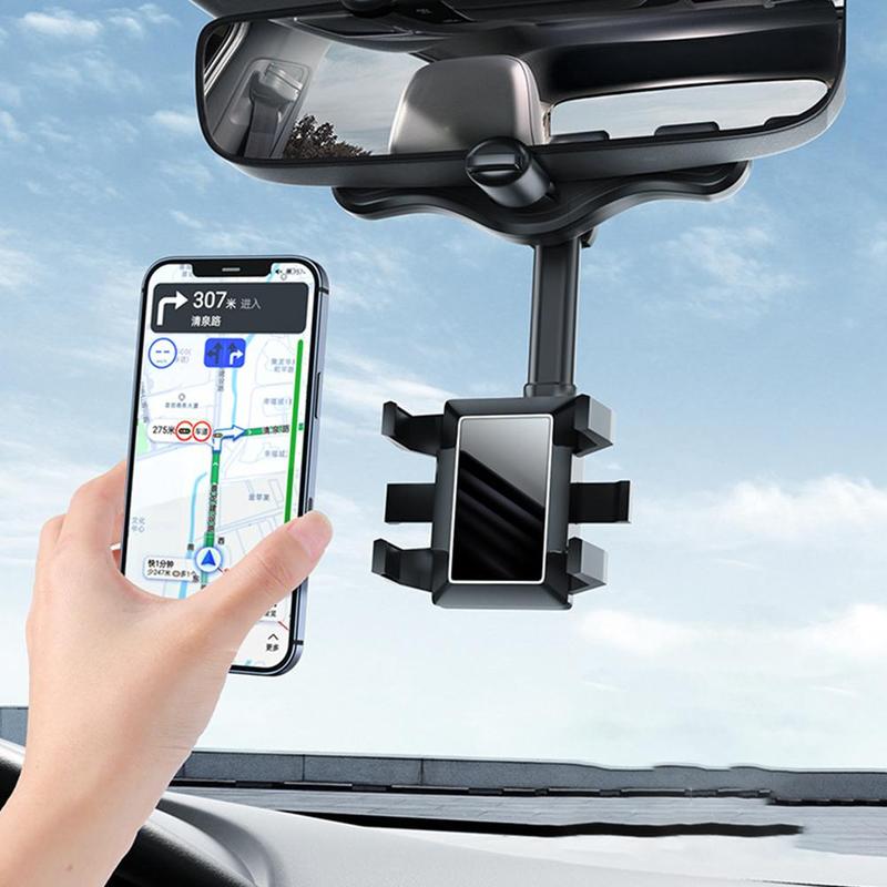 Rearview Mirror Phone Holder For Car Rotatable And Retractable Car Phone Holder Multifunctional 360 Rear View Mirror Phone Holder Suitable For All Mobile Phones And All Car - Here2Save