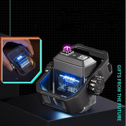 New Pulse Lighter Double Arc Outdoor Windproof Type-C Charging Electric Lighter Mechanical Alloy Rotary Gyroscope Decompression Tool - Here2Save