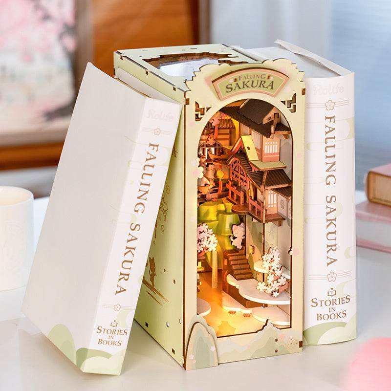 Robotime Rolife Book Nooks Series Stories In Books 4 Kinds DIY Wooden Miniature House Furniture Sakura Densya TGB01 Dropshipping - Here2Save