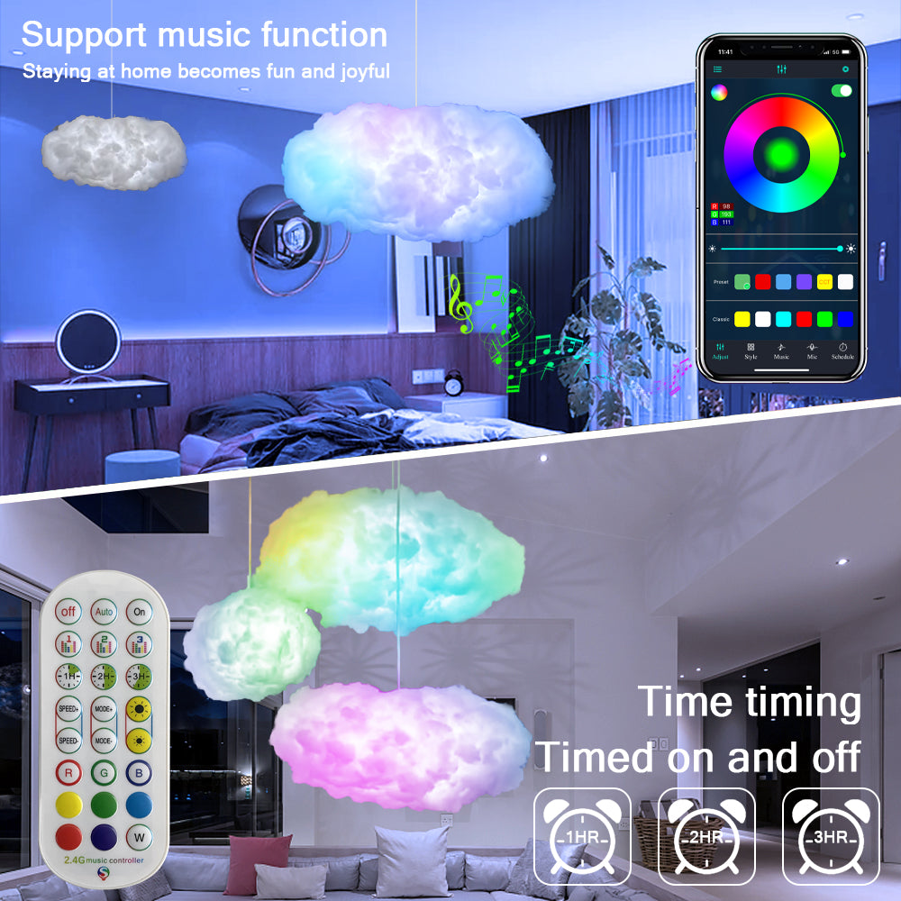 USB Cloud Light APP Control Music Synchronization 3D RGBIC Ambient Light Lightning Simulation Clouds Bedroom Room Light - Here2Save