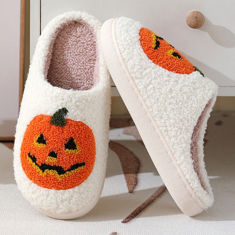 Halloween Pumpkin Cartoon Slippers Warm Winter Slippers Men And Women Couples Indoor House Shoes - Here2Save