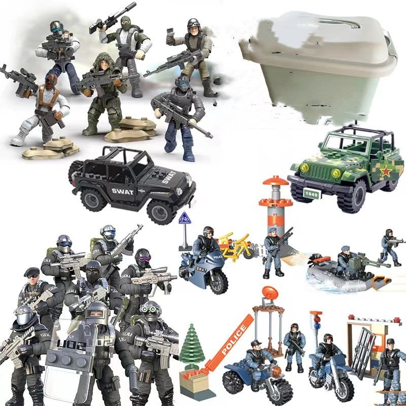 Assembling Joint Movable Soldier Puzzle Military Model Building Blocks Small Doll Foreign Trade Toys