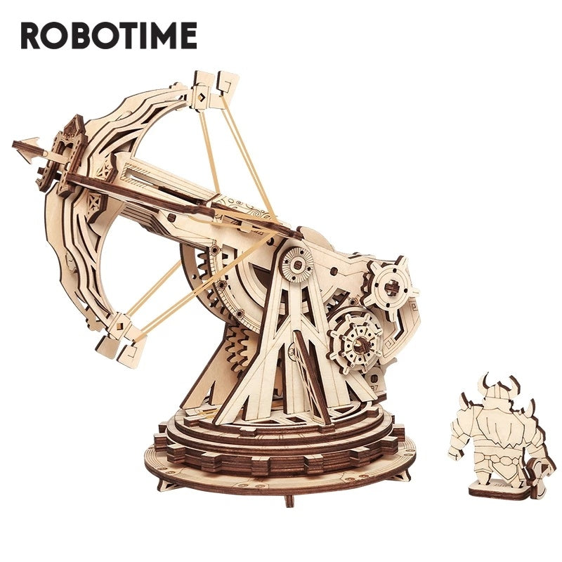 Robotime ROKR Siege Heavy Ballista 3D rompecabezas de madera juego de ensamblaje de guerra juguetes regalos para niños KW401 Dropshipping