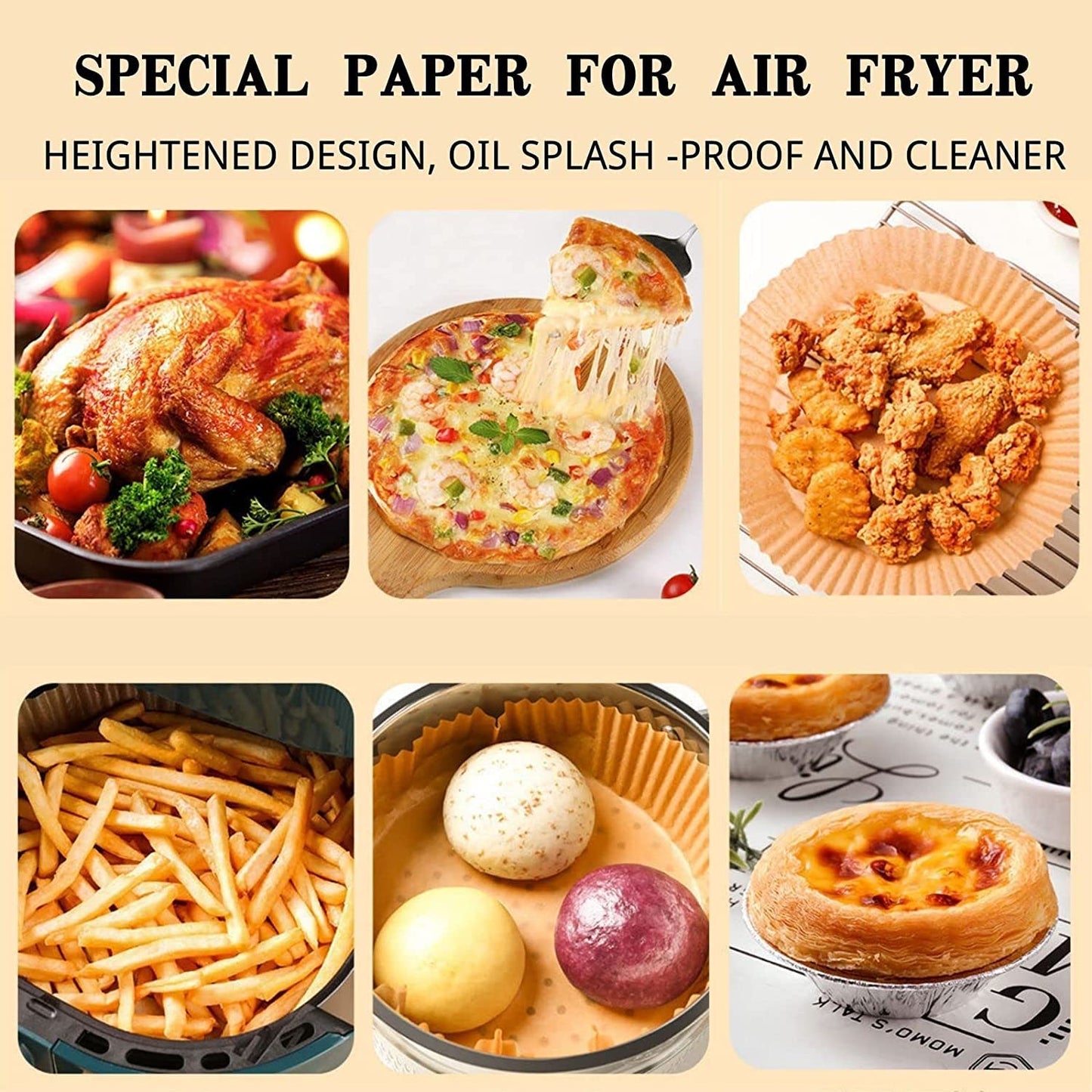 Air Fryer Paper Food Disposable Paper Liner Airfryer Kitchen Cookers Oil-proof Barbecue Plate Steamer Fryer Baking Accessories