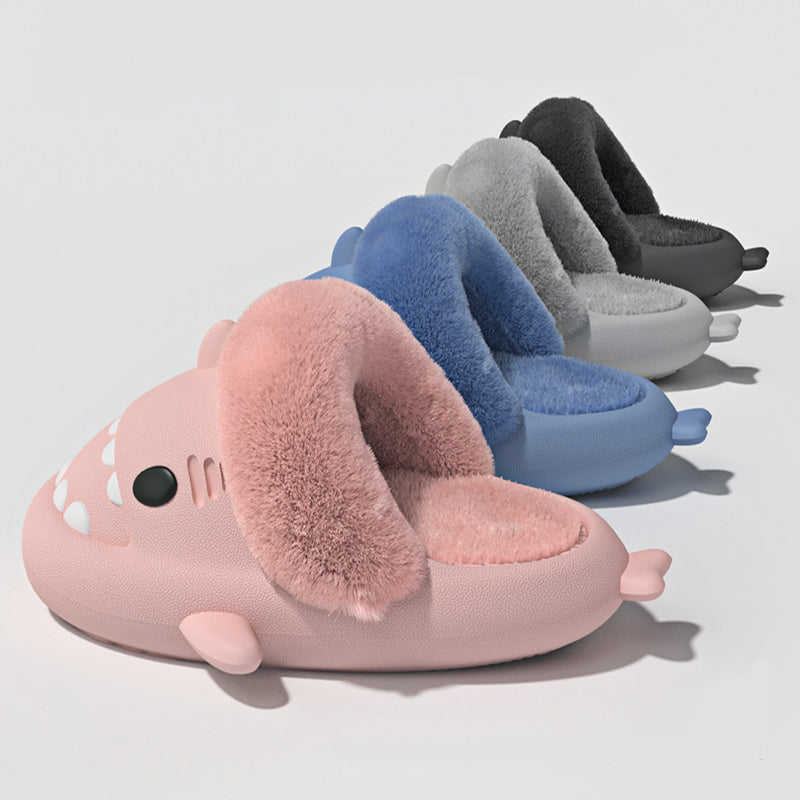 Winter Shark Slippers Detachable Warm Fuzzy Slippers Bedroom House Shoes Women - Here2Save