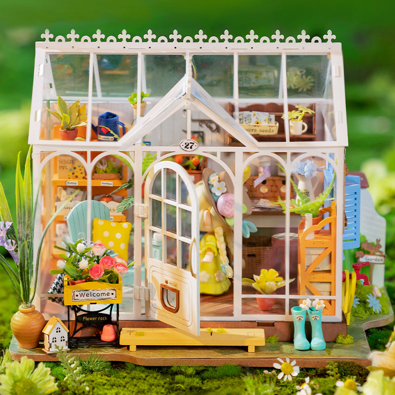 Casa en miniatura de flores Rolife Mengyu, juguetes de construcción DIY con luz LED para regalos