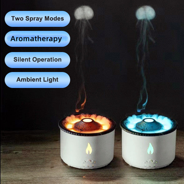 New Creative Ultrasonic Essential Oil Humidifier Volcano Aromatherapy Machine Spray Jellyfish Air Flame Humidifier Diffuser - Here2Save