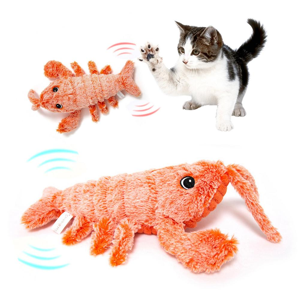 Pet Toys Electric Jumping Shrimp USB Charging Simulation Lobster Funny Cat Plush Pets Toy - Here2Save