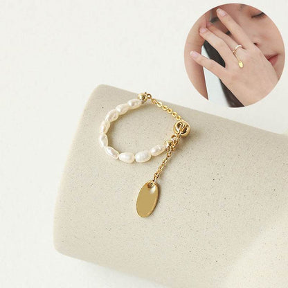 Pearl Rings Stretch Adjustable Soft Chain Women's End Ring - Here2Save