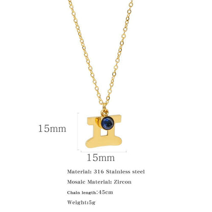 Necklace Stainless Steel Zircon Ornament - Here2Save