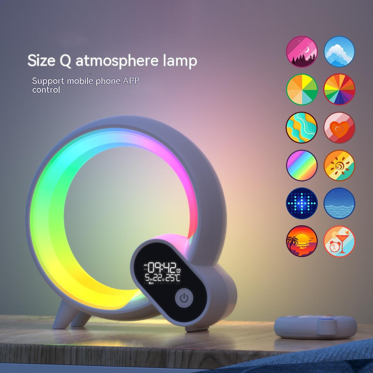 Creative Q Light Analog Sunrise Digital Display Alarm Clock Bluetooth Audio Intelligent Wake-up Q Colorful Atmosphere Light - Here2Save