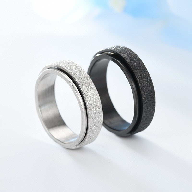 Turnable Anxiety Rings Rainbow Silver Color Relieve Stress Rings For Women Men