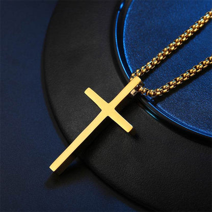 Smooth Simple Titanium Cross Pendant Male And Female Personality Necklace - Here2Save