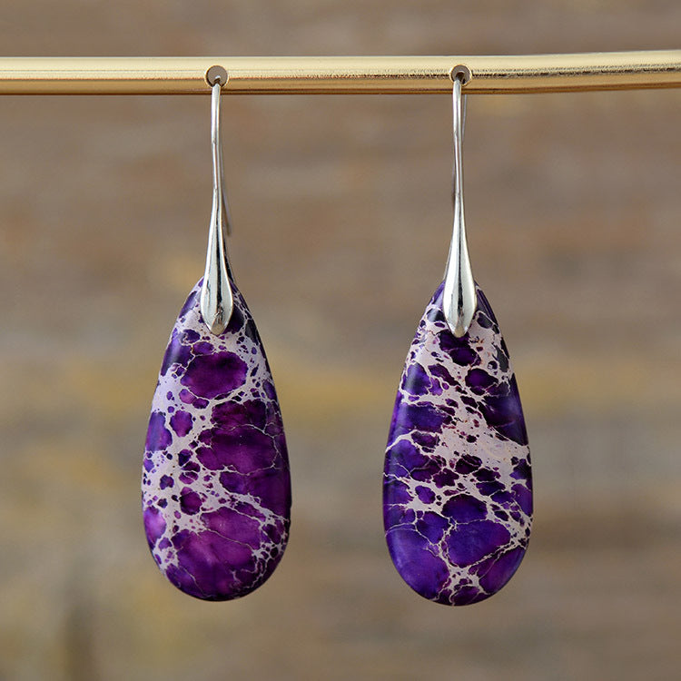 New Bohemian Emperor Stone Water Drop Pendant Earrings