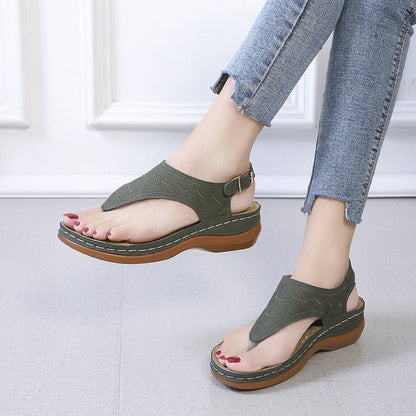 Sandalias casuales Sandalias con chanclas de color sólido con tacón de cuña para mujer