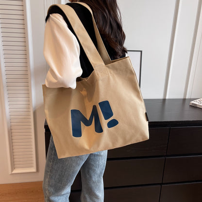 Bolsos de hombro con letras impresas, bolsos de lona para mujer, bolsos de compras para niñas, bolsos de compras ecológicos de gran capacidad