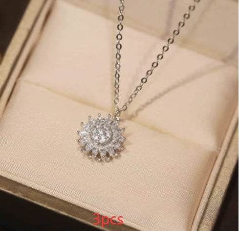 Rotatable Sunflower Necklace Full Of Diamonds - Here2Save